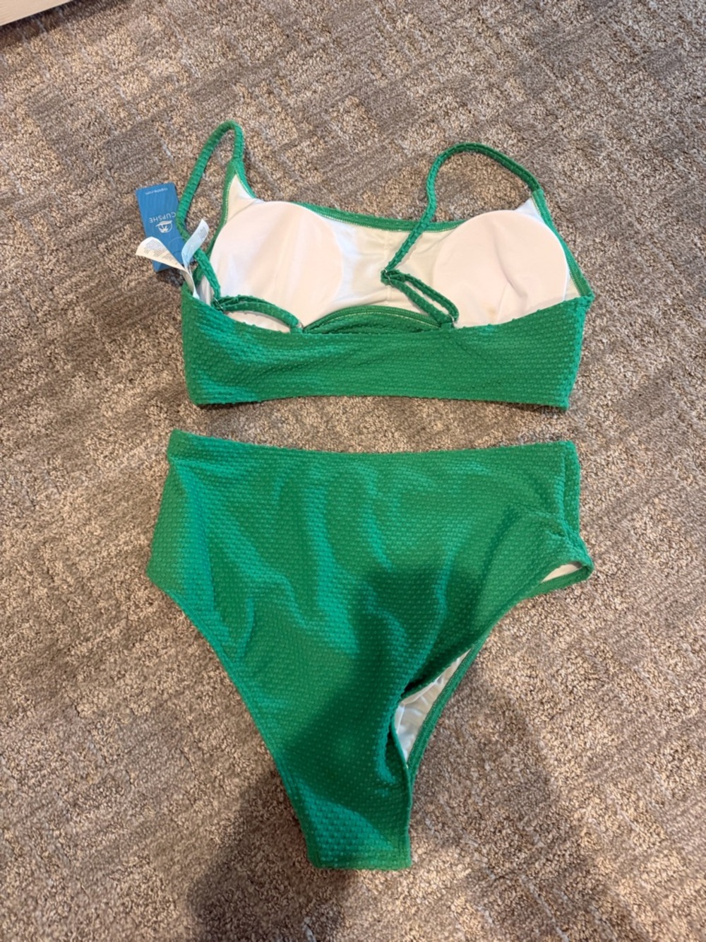 Cupshe Textured Bralette & High Waist Bikini Set - Picture 4 of 5